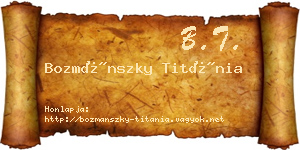 Bozmánszky Titánia névjegykártya
